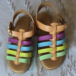 Kids Multicolor Strappy Sandals - Tan Base